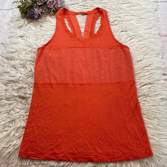 Lululemon Pedal To The Medal Singlet Orange Red Tank sz 4 - Picture 1 of 13